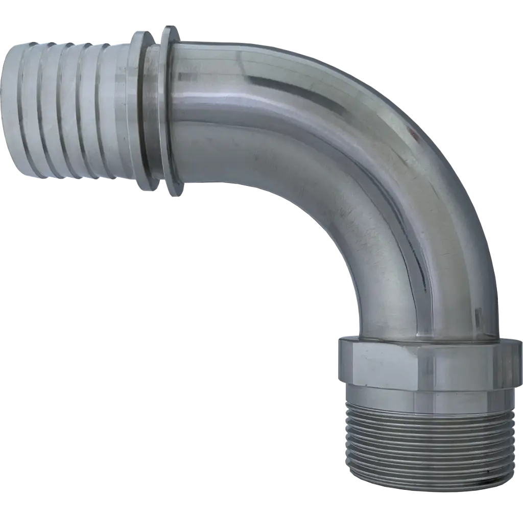 Hose nozzle 90° external thread stainless steel | M+B Fluid Technology